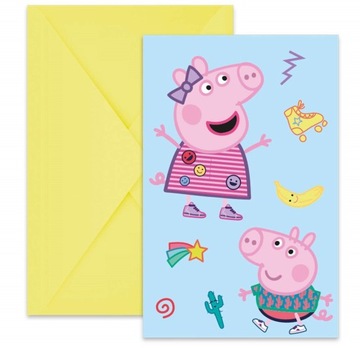 ZAPROSZENIA Świnka Peppa 6szt. KOPERTĄ urodziny