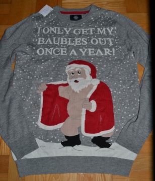 36# Threadbare Świąteczny Sweter męski zabawny Mikołaj M