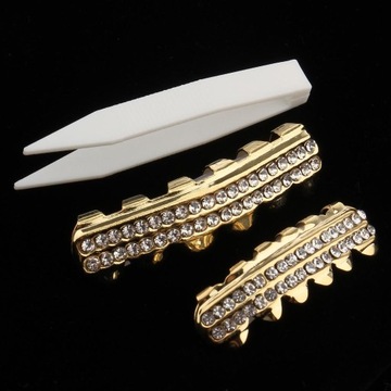 Двойное сверло из циркония сверху и снизу Hip Hop Gold Grill.