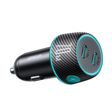 МОЩНОЕ АВТОМОБИЛЬНОЕ ЗАРЯДНОЕ УСТРОЙСТВО 70ВТ 2xUSB-C СВЕТОДИОДНАЯ ПОДСВЕТКА PPS QC PD