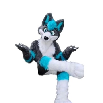 Długie futro Furry Grey Wolf Husky Pies Fox Fursuit Maskotka Kostium