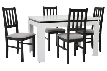 Klasyczne 4 krzesła CZARNE +stół 80x120/160 BIAŁY