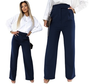Eleganckie Kobiece SPODNIE Miękkie Szerokie DZWONY 40L