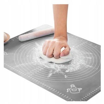 Stolnica silikonowa 50 x 70 cm szara nieprzywierająca z podziałką miarą