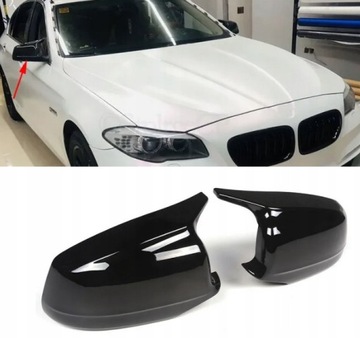 NAKŁADKI NA LUSTERKO BMW F10 F11 PRZEDLIFT CZARNY POŁYSK