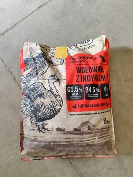 Wiejska Zagroda Karma sucha dla psa WOŁOWINA INDYK WARZYWA Duże rasy L 9kg