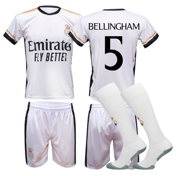 REAL MADRYT JUDE BELLINGHAM Strój Piłkarski + Getry r. 122cm