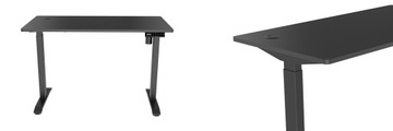 Черный стол, работа стоя, регулировка сидения