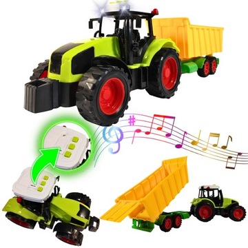TRAKTOR Z PRZYCZEPĄ DŹWIĘK i ŚWIATŁO CIĄGNIK DUŻY