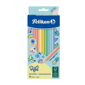 Kredki drewniane Pelikan pastelowe 12 szt