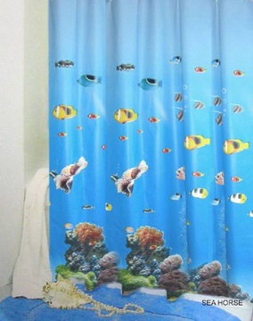 Zasłona prysznicowa 180x200 PEVA Sea Bisk +kółka