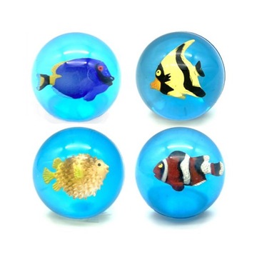 6x PIŁECZKI PIŁKI KAUCZUKOWE SKACZĄCE ZWIERZĘTA WODNE RYBKI MORSKIE 45mm