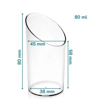 Plastikowe Pucharki Kubki do deserów na przekąski 80ml 15 szt FINGERFOOD