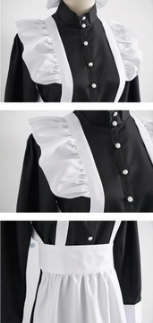 Klasyczna czarno-biała sukienka pokojówki do odgrywania ról, 3XL (46)