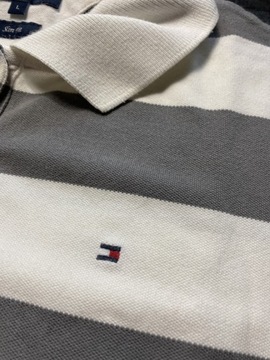 Tommy Hilfiger EXTRA ORYGINALNE POLO W PASKI /M