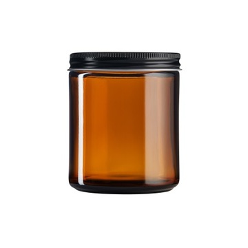 Słoik szklany 250 ml brązowy z nakrętką aluminiową czarną do kremów, świec