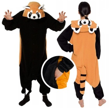 ONESIE KOMBINEZON PIŻAMA DAMSKA MĘSKA CZERWONA PANDA 175-182 [XL]