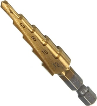 WIERTŁO DO METALU BLACH UNIWERSALNE STOŻKOWE STOPNIOWE 4 - 12 mm 1/4 HEX