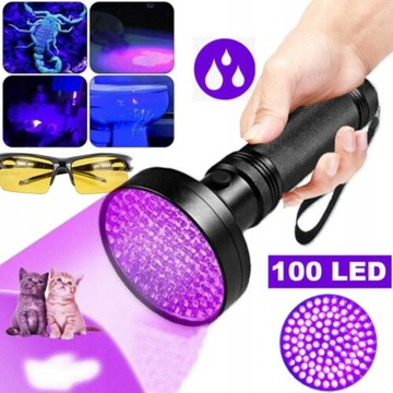 LAMPA LATARKA UV 100LED ULTRAFIOLETOWA TESTER BURSZTYNU