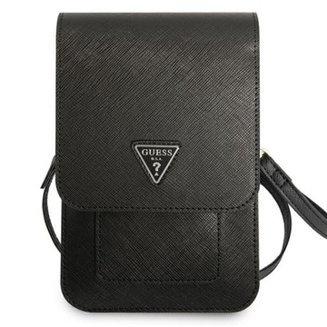 Guess portfel GUWBSATMBK czarny Wallet Saffiano Triangle