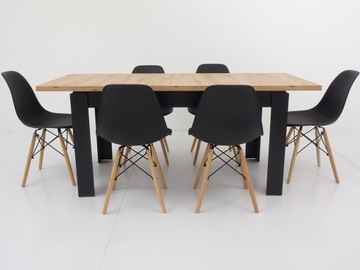 6 стульев и стол 80x140/180 столешница ARTISAN ДУБ гостиная