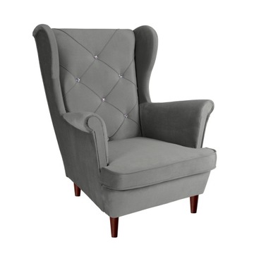 Elegancki Fotel na Nogach do Salonu Tapicerowany Welurowy Szary 102x95x81