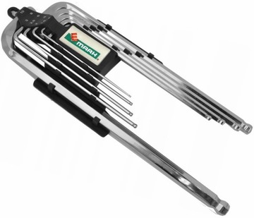 EMARK - KLUCZE IMBUSOWE DŁUGIE Z KULKĄ Z MAGNESEM 1.5-10MM ZESTAW 9 SZTUK