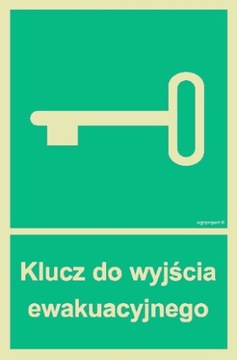 Klucz do wyjścia ewakuacyjnego 10x15 PŁYTA FOTOLUM tablica święcąca w nocy