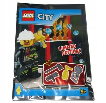 LEGO CITY FIGURKA STRAŻAK GAŚNICA STRAŻ POŻARNA REMIZA 951704 SASZETKA