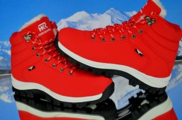 ТЕПЛАЯ ЗИМНЯЯ ОБУВЬ С УТЕПЛЕНИЕМ, ТРЕККИНГОВЫЕ СНЕЖНЫЕ БОТИНКИ КРАСНЫЕ HR OROGINAL SPORT RED