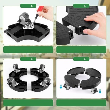 ПЛАТФОРМА ПОДСТАВКА ДЛЯ РАСТЕНИЙ ГОРШКИ НА КОЛЕСАХ 150 КГ РЕГУЛИРУЕМАЯ 35-48 СМ ЧЕРНАЯ