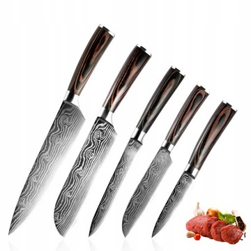 ZENG 5-częściowy zestaw noży szefa kuchni Santoku