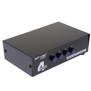 4 Port 4 Input 1 Output Video Audio AV Switch