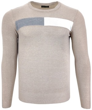 Sweter męski beżowy TOM MY gładki O279 r. XXL