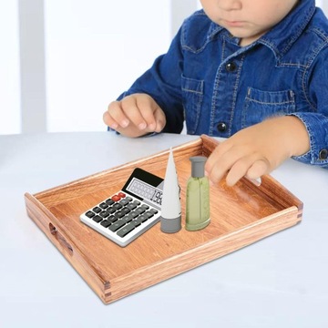 Деревянный поднос в деревенском стиле с 2 ручками для хранения в кладовке.