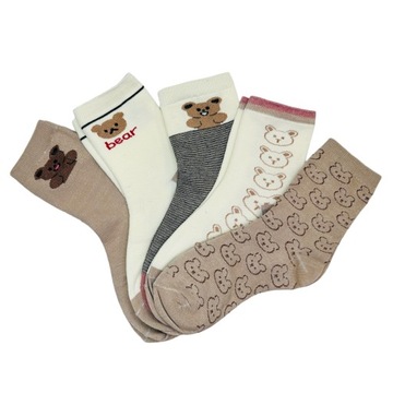 5 носков для девочек, детские носки с плюшевым мишкой