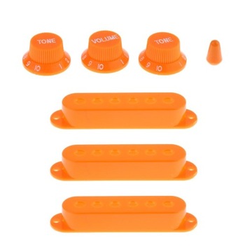 Практичный футляр для звукоснимателя для электрогитары с ручками и наконечником переключателя оранжевого цвета.