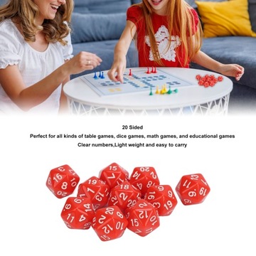 10 ШТ. НАБОР МНОГОСТОРОННИХ КУБИКОВ ДЛЯ РПГ, 20-СТОРОННИЕ КУБИКИ