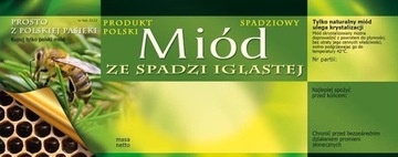 ETYKIETY DUŻE Miód ZE SPADZI IGLASTEJ DUŻE z plastrem 100 szt