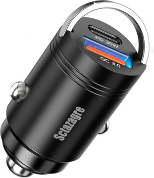 Ładowarka do zapalniczki samochodowej 12V USB-C i USB-A mała szybka metal