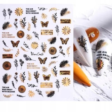 NAKLEJKI NA PAZNOKCIE SAMOPRZYLEPNE ZŁOTO CZARNE