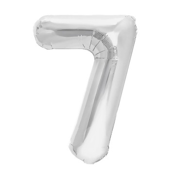 Balon foliowy CYFRA 7 srebrna liczba 70 cm litery