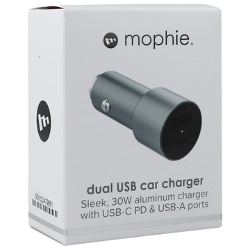Автомобильное зарядное устройство Mophie 30 Вт для смартфона USB-A USB-C для автомобиля