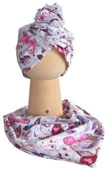 Zestaw Czapka Turban + Chusta Motyle 40-43cm Zima