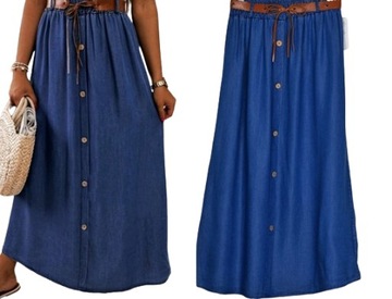 Modna ponadczasowa SPÓDNICA GUZIKI jeans pasek 781