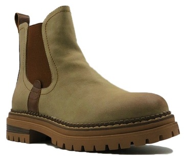 Botki Damskie Workery Zamszowe Ocieplane Khaki 39