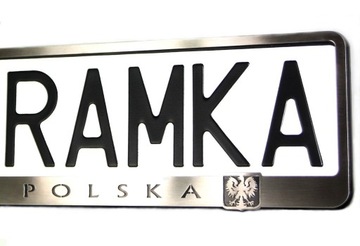 Ramka tablicy ze stali nierdzewnej do tablic rejestracyjnych POLSKA chrom