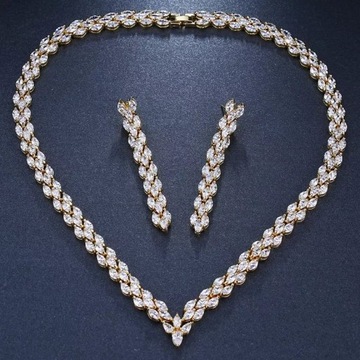 НАБОР СЕРЬГ-ОЖЕРЕЛЬЕ ЗОЛОТАЯ СВАДЬБА B105