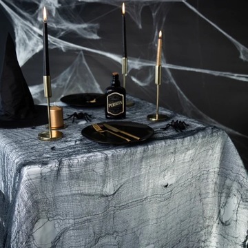 Dekoracje ozdoby obrus wielka czarna pajęczyna sieć na Halloween 210x300cm