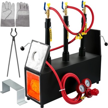 Газовая ковочная печь VEVOR 15L, 2 дверцы, 3 горелки